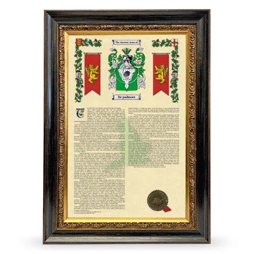 De padmore Armorial History Framed - Heirloom